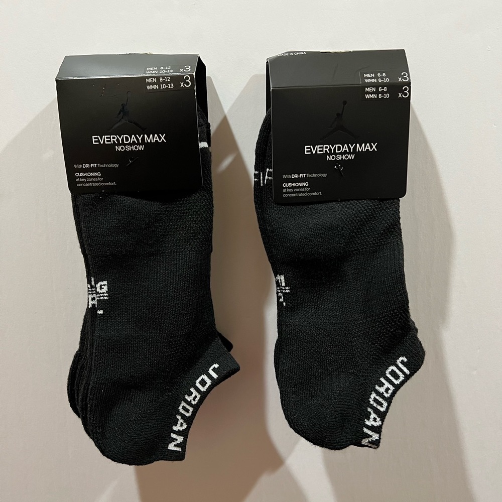 Jordan, Everyday Max, No Show 3 Pack Socks, Various Sizes